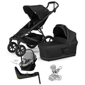 THULE Kočík 4v1 Urban Glide 4 Black s autosedačkou Maple Light Grey, základňou Alfi a adaptérmi