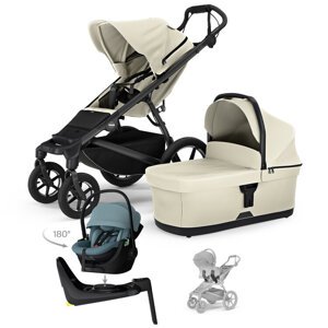 THULE Kočík 4v1 Urban Glide 4 Beige s autosedačkou Maple Mid Blue, základňou Alfi a adaptérmi