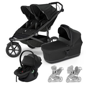 THULE Kočík 3v1 súrodenecký Urban Glide 3 Double Black s autosedačkou Maple Black a adaptérmi