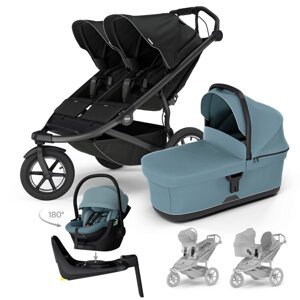 THULE Kočík 4v1 Urban Glide 3 Double Black s autosedačkou Maple Mid Blue, základňou a adaptérmi