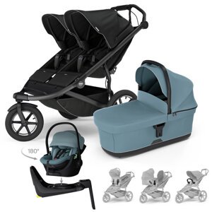 THULE Kočík 4v1 Urban Glide 3 Double Black s autosedačkou Maple Mid Blue, základňou, príslušenstvom