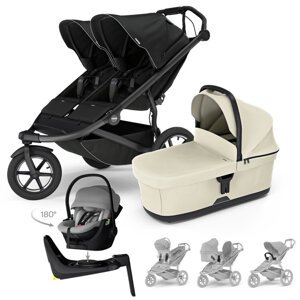 THULE Kočík 4v1 Urban Glide 3 Double Black s autosedačkou Maple Light Grey,základňou,príslušenstvom