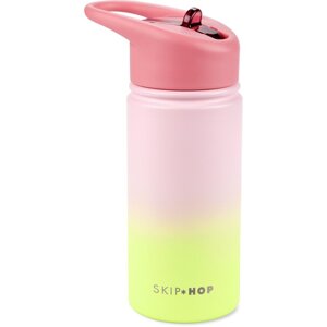 SKIP HOP Fľaša so slamkou nerezová Wander - ombré pink, 450ml