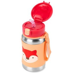SKIP HOP Spark Style Fľaša so slamkou na vodu nerez Líška 12m+