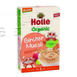 HOLLE Bio-Organic Kaša s ovsenými vločkami, Bircher Muesli, jablko, hrozienka, mandle 200g (1r+)