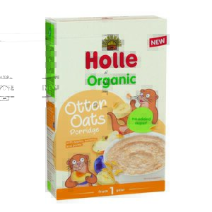 HOLLE Bio-Organic Kaša s ovsenými vločkami, Otter Oats, jablko, banán, slivky 200g (1r+)