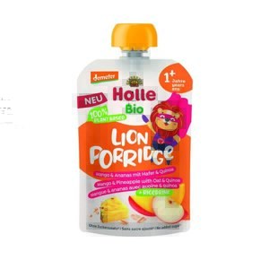 HOLLE Bio Lion ovocné pyré mango, ananas, ovos, qiunoa 110g (1r+)