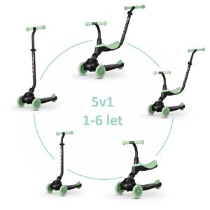 QPLAY Kolobežka / odrážadlo Sema Evo s LED svetlami Jade Green, vek 1 - 6 rokov, do 50 kg