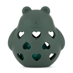 PETITE&MARS Hračka silikónová s hrkálkou Bear Basil Misty Green 0m+