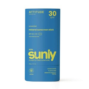 ATTITUDE Tyčinka detská 100% minerálna ochranná na celé telo Sunly SPF 30 bez vône 60 g