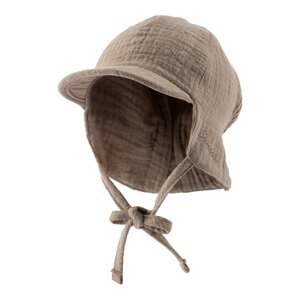 STERNTALER Čiapka mušelínová so šiltom a ochranou krku na zaväzovanie hnedá uni-45 cm-6-9 m