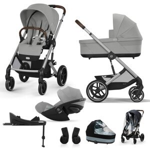 CYBEX Kočík kombinovaný Balios S Lux Silver Stone Grey Gold 2024 s autosedačkou a doplnkami