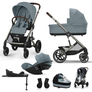 CYBEX Kočík kombinovaný Balios S Lux Stormy Blue Gold 2024 s autosedačkou a doplnkami