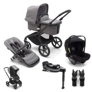 BUGABOO SET Kočík 4v1 Fox 5 Black/Grey melange-Grey melange+Turtle Air by Nuna+základňa+adaptéry