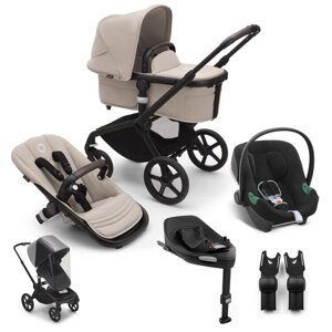 BUGABOO SET Kočík 4v1 Fox 5 Black/Desert Taupe-Desert Taupe+CYBEX Aton B2 i-Size+základňa+adaptéry