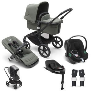 BUGABOO SET Kočík 4v1 Fox 5 Black/Forest green-Forest green+CYBEX Aton B2 i-Size+základňa+adaptéry