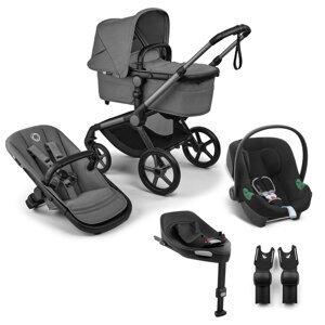 BUGABOO SET Kočík 4v1 Fox 5 Renew Black/Moon grey-Moon grey+CYBEX Aton B2 i-Size+základňa+adaptéry