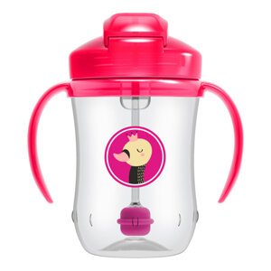 DR.BROWN'S Hrnček so slamkou 270ml s držadlami 6m+ ružový TC91011-INTL