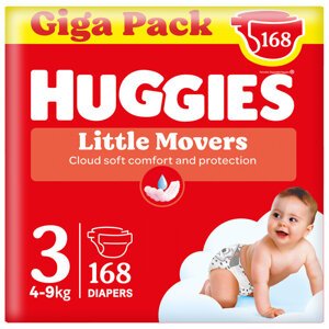 HUGGIES® Plienky jednorazové Little Movers veľ. 3, 168 ks BOX