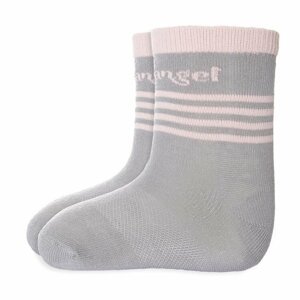 LITTLE ANGEL Ponožky tenké protišmykové Outlast® 14-16 (20-24) - tmavošedá/svetloružová
