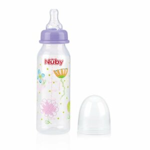 NUBY Fľaša dojčenská 1-2-3 prietok 240ml, 0-12m+ kvetinky