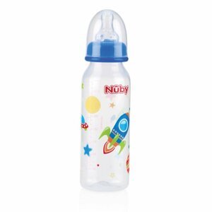 NUBY Fľaša dojčenská 1-2-3 prietok 240ml, 0-12m+ raketa