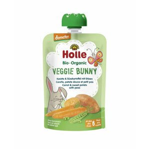 HOLLE Veggie Bunny Bio pyré mrkva, sladké zemiaky a hrášok, 100 g (6 m+)
