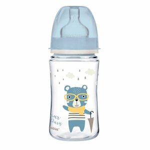 CANPOL BABIES Fľaša so širokým hrdlom Bonjour Paris 240 ml modrá