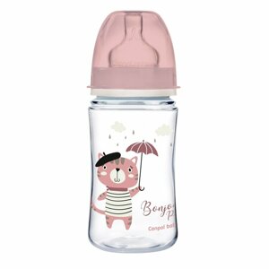 CANPOL BABIES Fľaša so širokým hrdlom Bonjour Paris 240 ml ružová