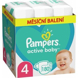 PAMPERS Active Baby Plienky jednorazové 4 (9-14 kg) 180 ks - MESAČNÁ ZÁSOBA