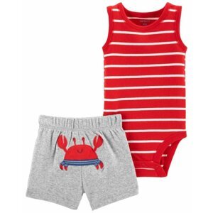 CARTER'S Set 2dielny body tielko, nohavice kr. Red Stripe Crab chlapec 12 m, vel. 80