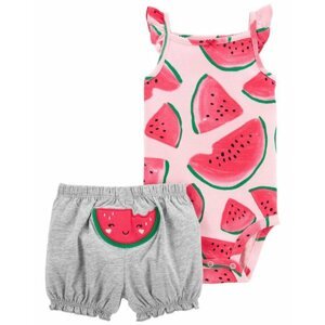 CARTER'S Set 2dielny body tielko, nohavice kr. Pink Watermelon dievča 3 m, vel. 62