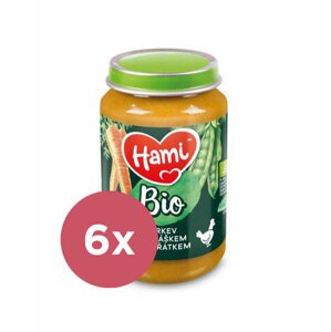 6x HAMI BIO Mäsovo-zeleninový príkrm Mrkva s hráškom a kuraťom 190 g, 6+