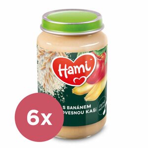 6x HAMI Ovocno-obilný príkrm S banánom a ovsenou kašou 190 g, 6+