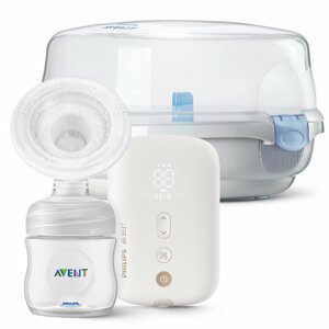 Philips AVENT Odsávačka materského mlieka elektronická nabíjacia SCF396/11 + MW Sterilizátor