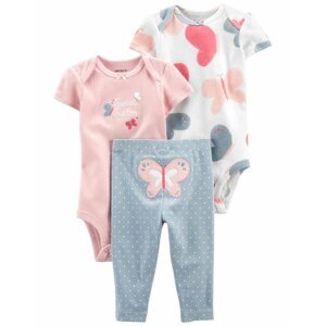 CARTER'S Set 3dielny body kr. rukáv 2ks, nohavice Pink Butterfly dievča LBB NB/ veľ. 56