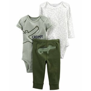 CARTER'S Set 3dielny body kr. rukáv, body dl. rukáv, tepláky Green Croc chlapec LBB NB, veľ. 56