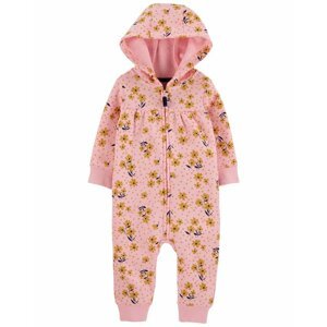 CARTER'S Overal na zips fleece prechodný Pink Floral dievča 9m