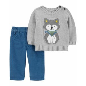 CARTER'S Set 2dielny sveter, nohavice Dog Grey chlapec 12m