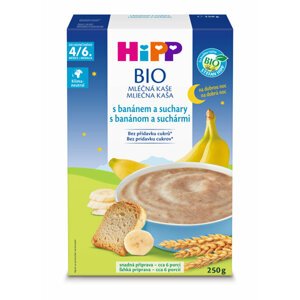 HiPP BIO Kaša mliečna na dobrú noc s banánom a suchármi od uk. 4.-6. mesiaca, 250 g