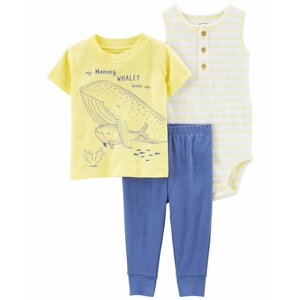 CARTER'S Set 3dielny tričko kr. rukáv, tepláky, body bez rukávov Yellow Ocean chlapec LBB 12m