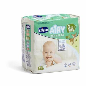 CHICCO Airy Plienky jednorazové 3 Midi (4-9 kg) 21 ks