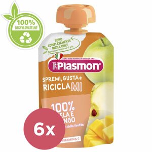6x PLASMON Kapsička bezlepková ovocná jablko a mango 100 g, 7m+