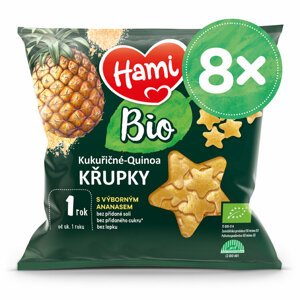 EXP: 22.11.2023 8x HAMI BIO Křupky kukuřičné-quinoa s výborným ananasem 20 g, 12+