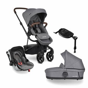 EASYWALKER Kočík kombinovaný Harvey3 Premium 4v1 Diamond Grey/Grey Melange-Hot Red