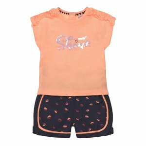 DIRKJE Set 2.d tričko kr. rukáv + nohavice neónová oranžová dievča veľ.68