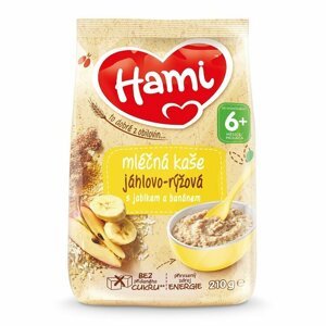 EXP: 14.10.2023 HAMI Kaše mliečna pšenovo-ryžová s jablkom a banánom 210 g, 6m+