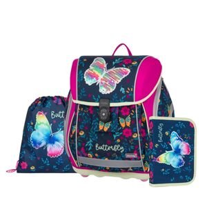 Oxybag Školský set 3-dielny PREMIUM LIGHT Motýľ 2 s kvetmi