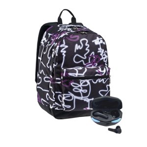 Seven Študentský batoh PRO XXL JET BLACK+slúchadlá