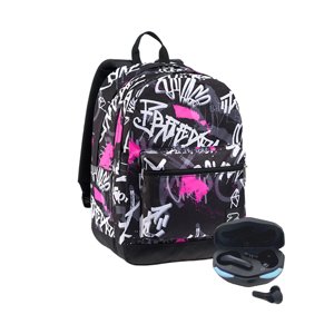 Seven Študentský batoh 3 v1 PRO XXL FLUO FUXIA + slúchadlá